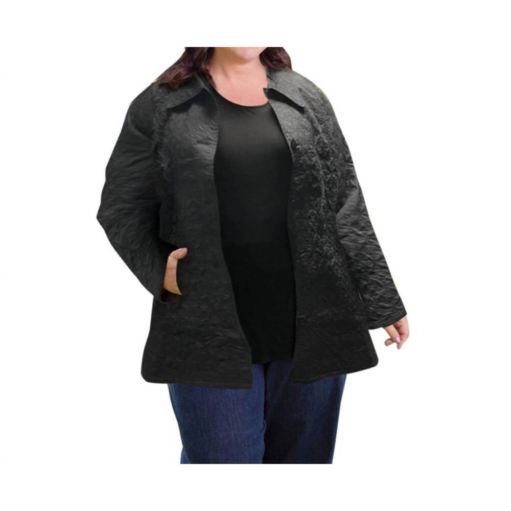 NEW ON THE PLUS SIDE cotton quilted swing coat - plus size in black